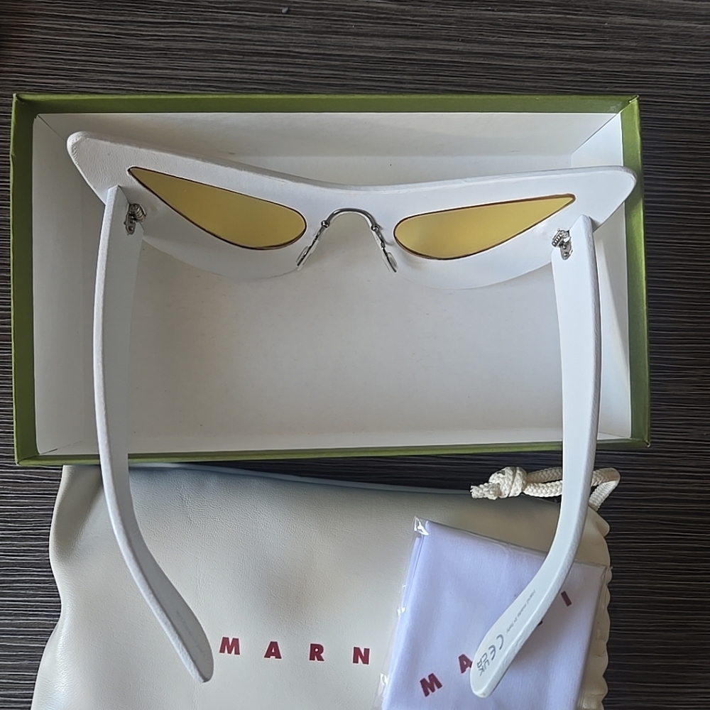 Marni White and Gold Cat-Eye Sunglasses - Picture 13 of 16